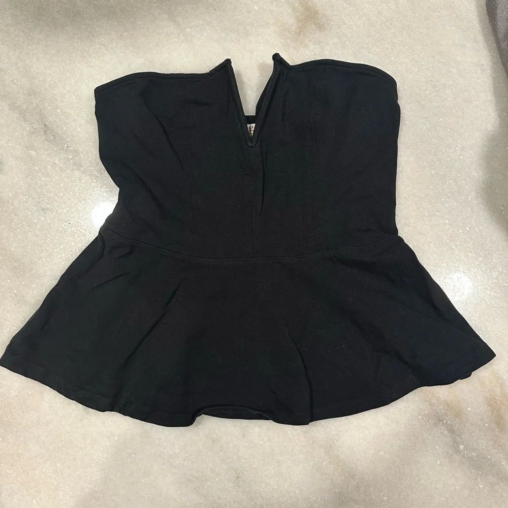 Express Elegant Black Strapless Peplum Top
